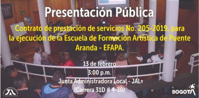 Presentación pública de la ejecución de la Escuela de Formación Artística de Puente Aranda - EFAPA Presentación pública de la ejecución de la Escuela de Formación Artística de Puente Aranda - EFAPA