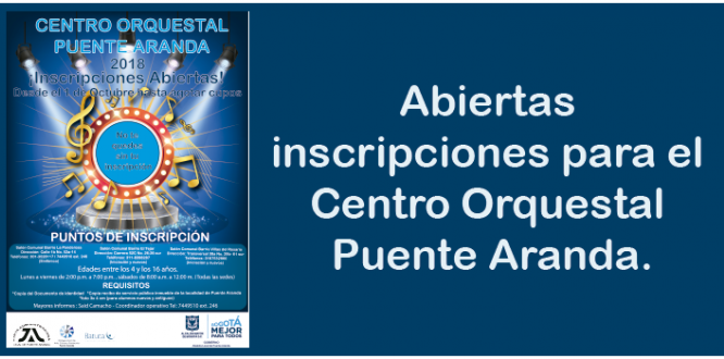 Abiertas inscripciones para el Centro Orquestal Puente Aranda Abiertas inscripciones para el Centro Orquestal Puente Aranda