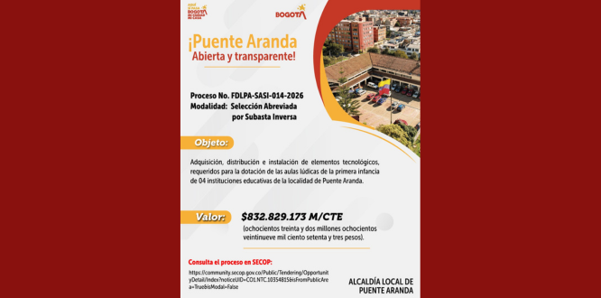 proceso No. FDLPA-SASI-014-2026 Modalidad: Selección Abreviada por Subasta Inversa.