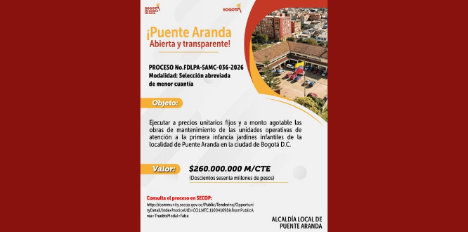  Proceso No.FDLPA-SAMC-036-2026, Modalidad: Selección abreviada de menor cuantía.