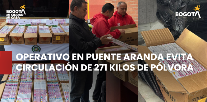 Operativo en Puente Aranda evita circulación de 271 kilos de pólvora que representaban un riesgo para la comunidad